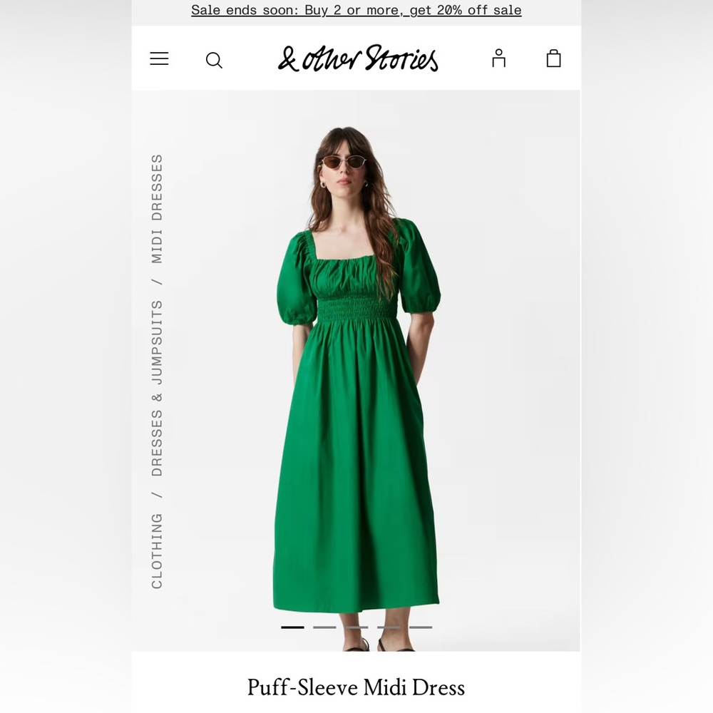 & Other Stories Vibrant Green Midi Dress